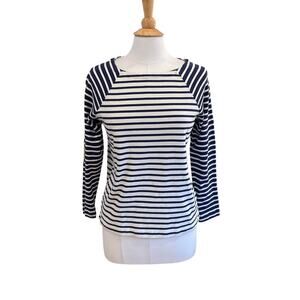 Vineyard Vines Blue White Striped Long Sleeve T-Shirt, Elbow Patches, Preppy S